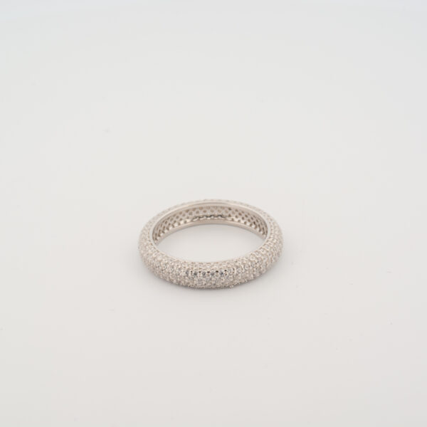 Anello a fascia con pavè di zirconi bianchi rodio 1 pezzo per confezione