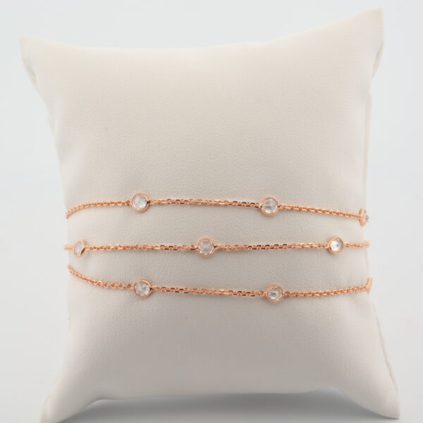 Bracciale 3 fili 12 zirconi argento rosè 1 pezzo per confezione