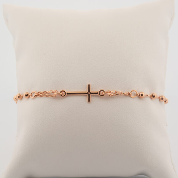 Bracciale rosario a giro tutto argento rosè 1 pezzo per confezione