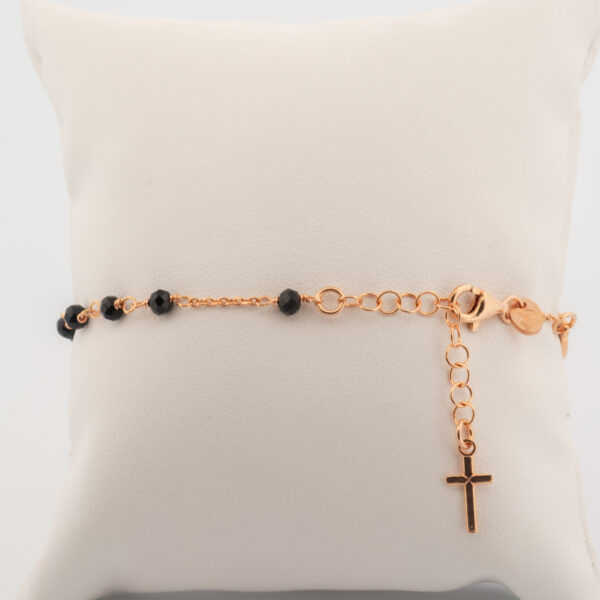 Bracciale rosario a y tutto pietre nere argento rosè 1 pezzo per confezione