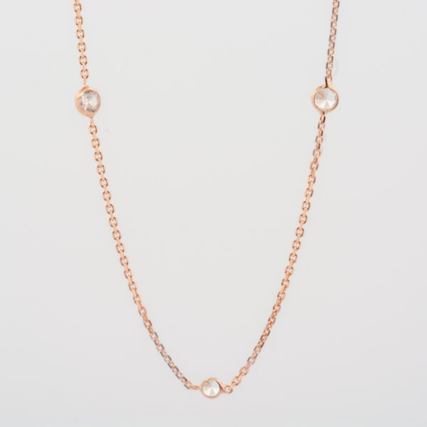 Collana 1 filo 5 zirconi argento rosè 1 pezzo per confezione